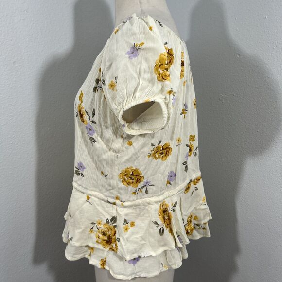 Rue 21 Blouse Womens Small Floral Ruffle Peplum Top Y2K - Picture 2 of 11